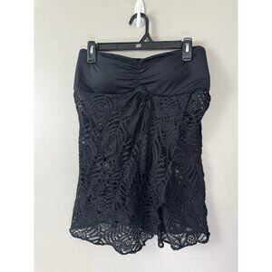 Ralph Lauren Black 12 Strapless Bandeau Mesh Lace Wrap Swim Top Whimsigoth Prep